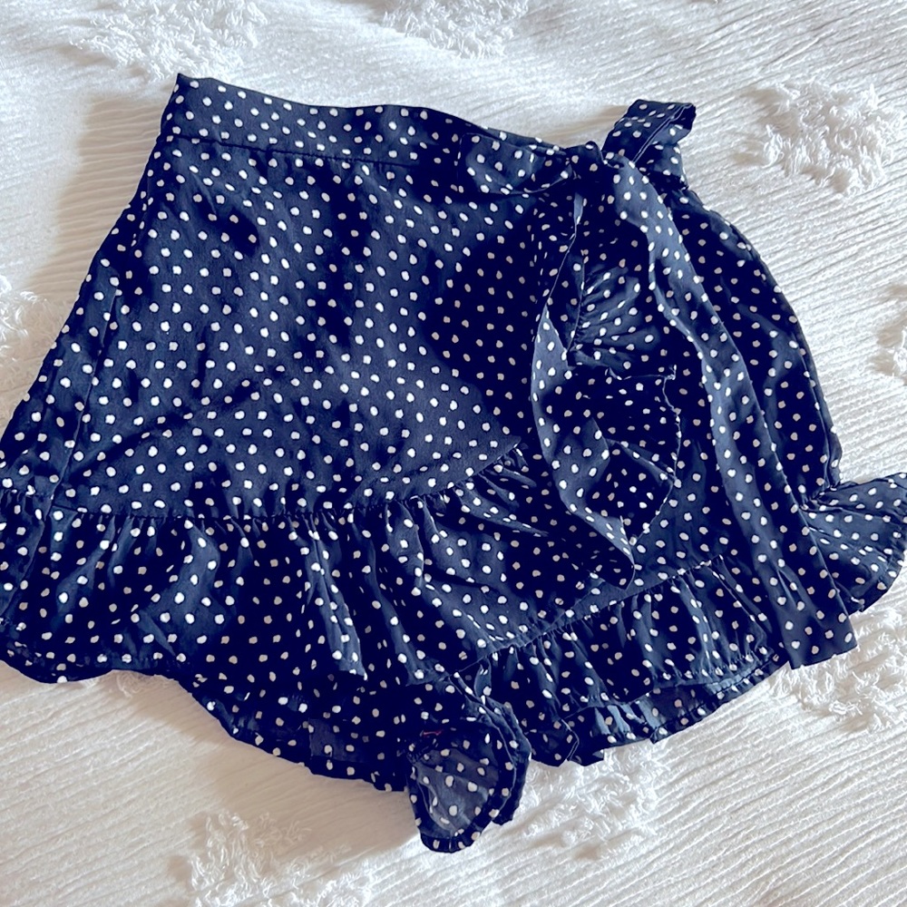 Navy blue polka dot skort